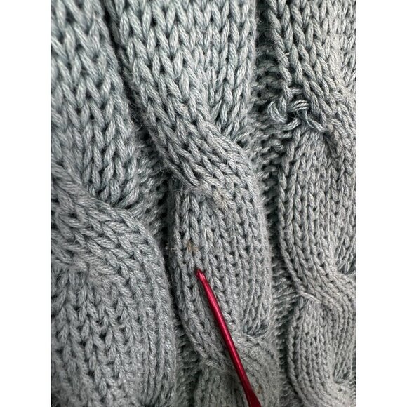 Vintage Chunky Cable Knit Extra Long Sweater Dress L Seafoam Green Fisherman Fit - Picture 10 of 14